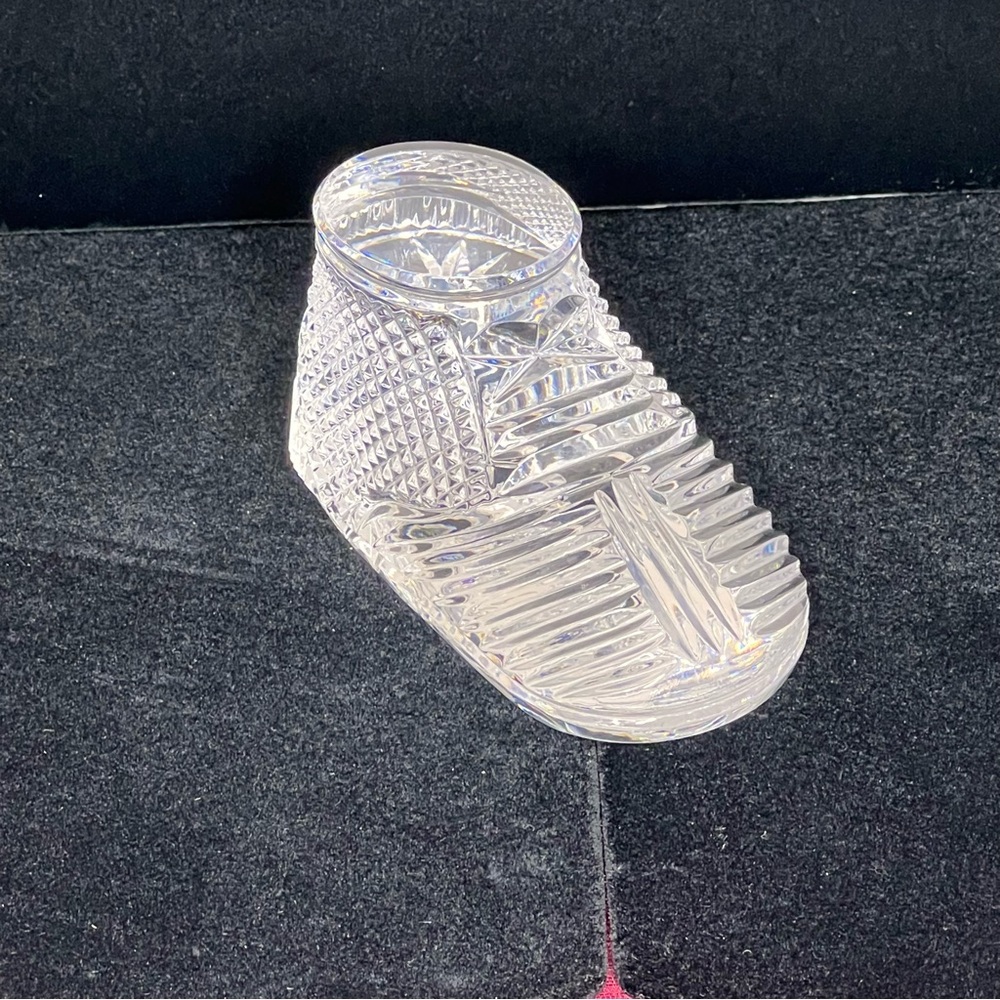 Waterford Ireland Hand Cut Crystal  Baby Shoe 4in X 2in